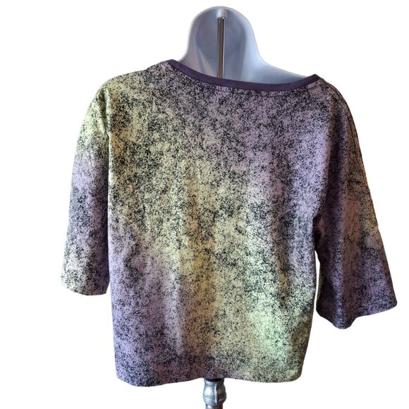 Adidas Women Cropped T Shirt L Oversized Pastel Splatter Yellow Purple Lagenlook - Picture 2 of 6